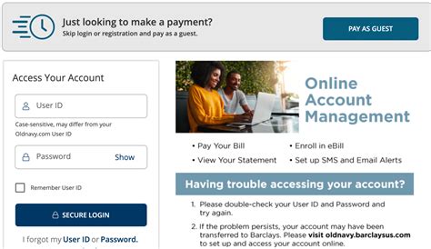 If you already have a Barclays online account, you can use the same online credentials. . Old navy payment